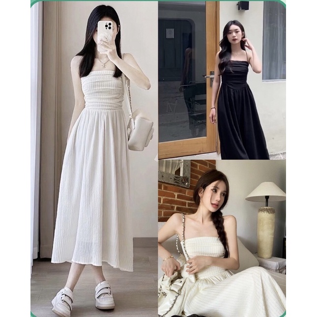 Váy 2 dây đũi gân bèo ngực tôn dáng,váy dây đi biển đi chơi MaiA Vayduigan2sA382- P0k27