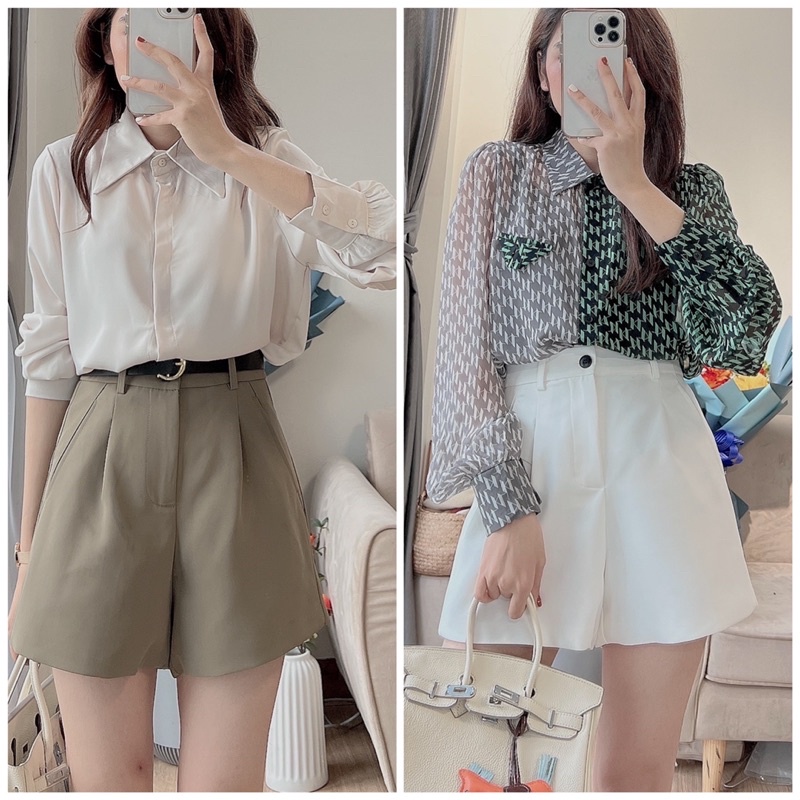 Quần đùi quần short nữ 2 lớp đứng form tặng kèm đai(810)