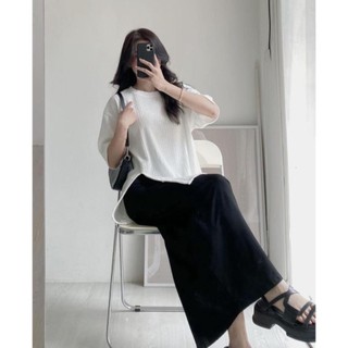 Áo nữ thun gân form rộng tay lỡ basic dễ phối đồ AO2