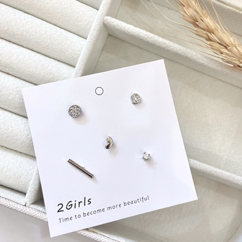 SET phối 5 CHIẾC bông tai mạ bạc lấp lánh