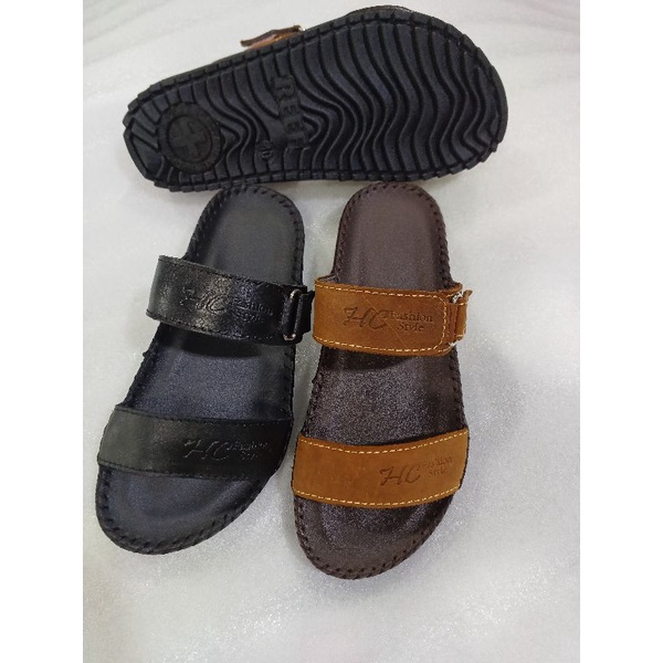 Dép Nam quai ngang da bò cao cấp Mã V43