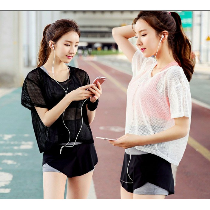 HÓT**Áo Lưới Croptop Tập Gym ,Yoga Mặc Đi Biển Sexy
