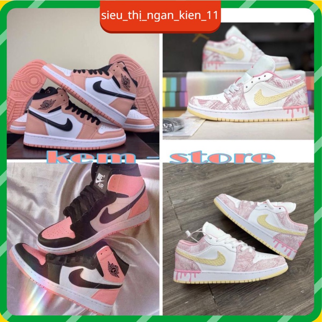Giầy thể thao jordan 1 hồng cao cổ, giày jordan hồng _vảy sơn cho nữ Fullboxbill