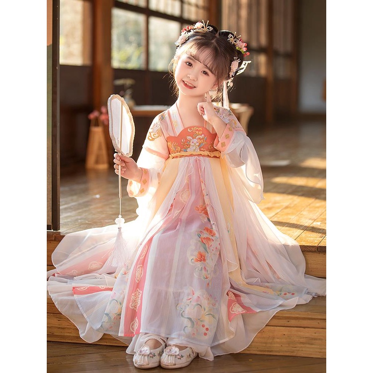 Nữ Cổ Siêu Cổ Tích Hanfu Phong Cách Mùa Hè Cô Bé Đầm Cổ Trẻ Em Đường Phù Hợp Với Váy Phong Cách Trung Hoa Mùa H
