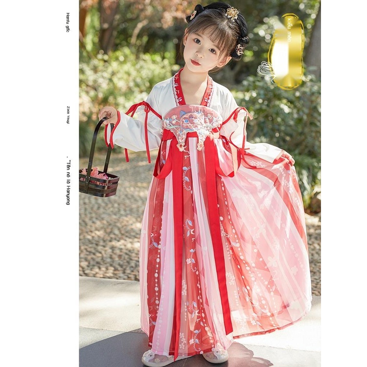 Trẻ em Hanfu Bé Gái Cổ Váy Cổ Siêu Tiên Đầm Xuân Thu Công Chúa Sakura Bé Gái Đường Phù Hợp Với Mùa Hè