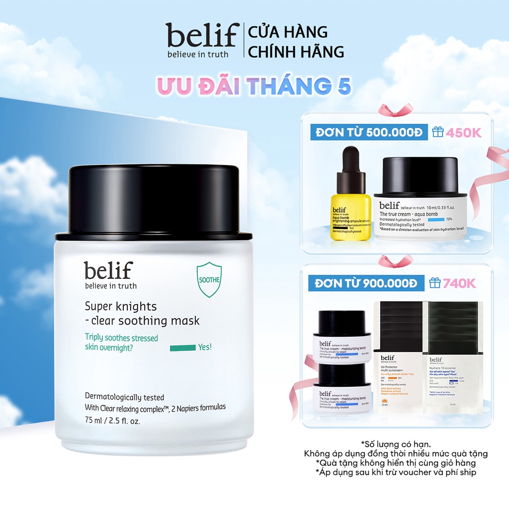Mặt nạ ngủ làm dịu và chăm sóc da nhạy cảm belif Clear Soothing Mask 75ml