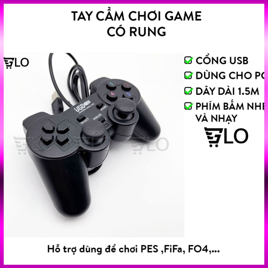 Tay Cầm Chơi Game Đơn Có Rung Cổng USB - Gamepad Cho PC Laptop Chơi FO4, Genshin Impact