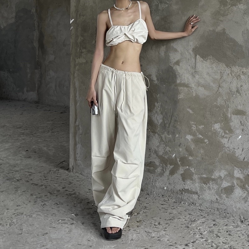 Quần dù parachute rộng oversize
