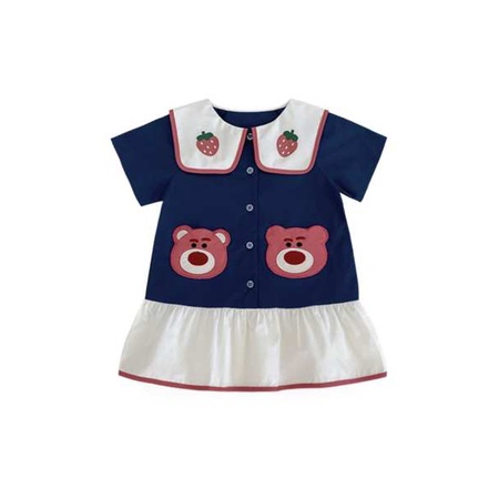 Váy ngắn tay gấu dâu tây cho bé gái
