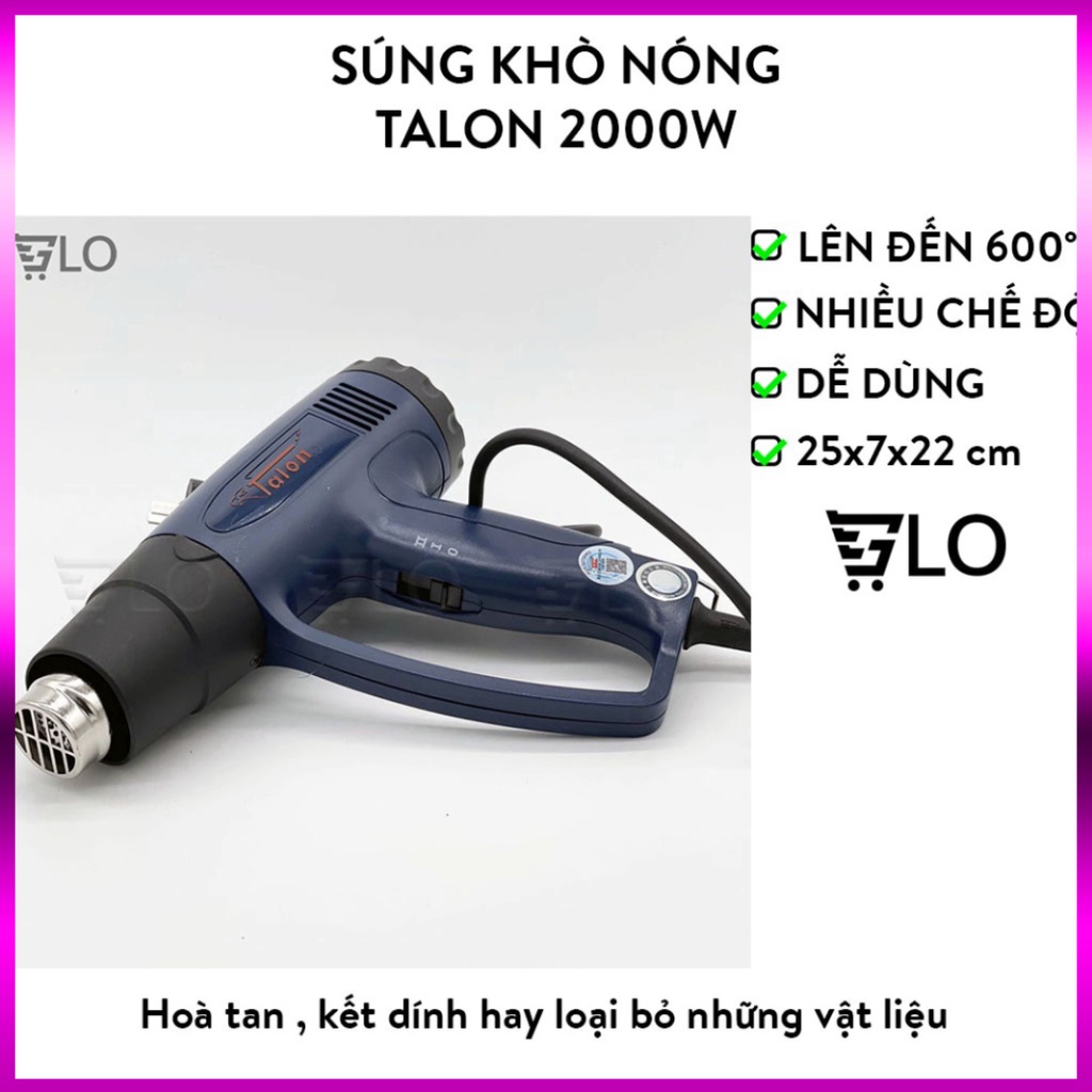 Súng Thổi Hơi Nóng, Máy Khò Nhiệt Talon TH-8623 2000w Chính Hãng