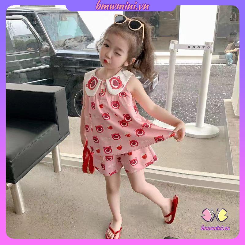 Bộ hai mảnh gấu dâu mùa hè cho bé gái