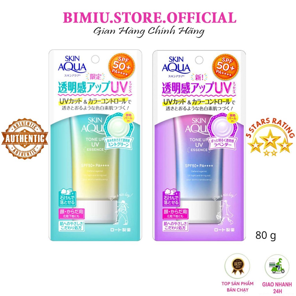 Kem chống nắng Skin Aqua Tone up UV Essence SPF50+ PA +++ New 80g nội địa Nhật Bản - bimiu.store.official