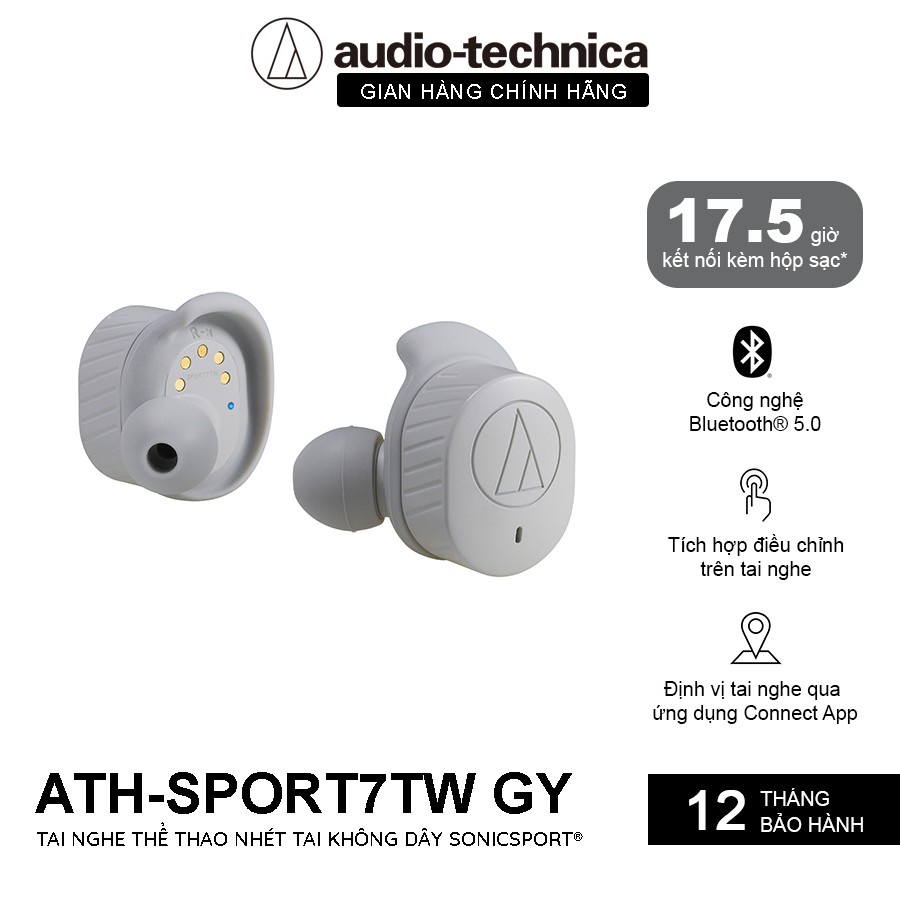 Tai Nghe True Wireless Audio Technica Sonic Sport ATH-SPORT7TW Chống Nước IPX5 - Hàng Chính Hãng