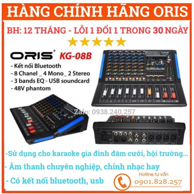 Bàn mixer sân khấu chính hãng oris kg-08b bluetooth, usb cho ra âm thanh chuyên nghiệp - oris KG08B