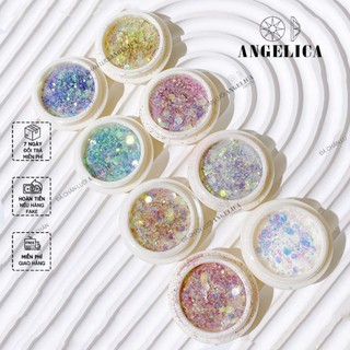 Set 8 Hũ Nhũ Vảy Cá Kim Tuyến  Trang Trí Móng ANGELICA SNVC
