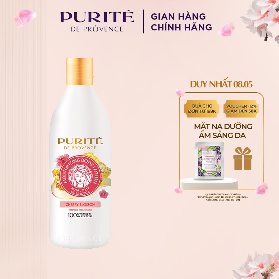 [Mã COSMC52 giảm 8% đơn 250K] Sữa dưỡng thể Purité Dưỡng Ẩm Sữa Ong Chúa & Hoa Anh Đào 250ml