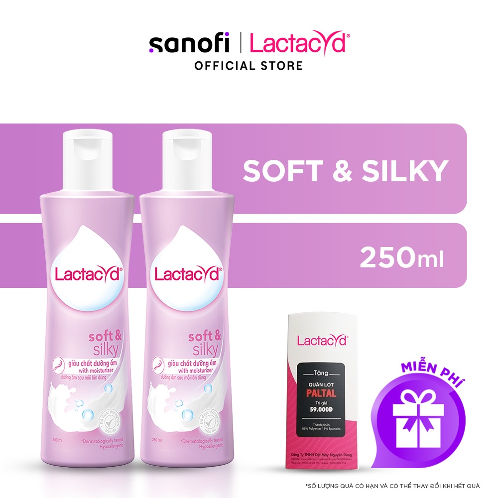 Bộ 2 chai Dung Dịch Vệ Sinh Phụ nữ Lactacyd Soft & Silky Dưỡng Ẩm 250ml/chai