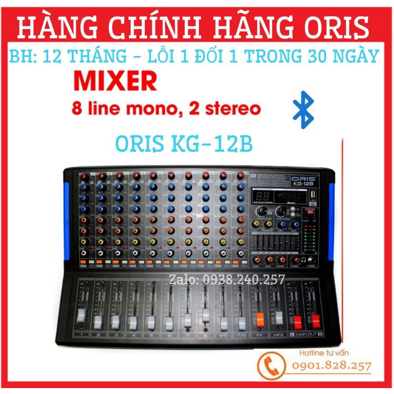 Bàn mixer sân khấu hàng chính hãng oris kg-12b 12 line bluetooth, usb xử lý âm thanh chuyên nghiệp