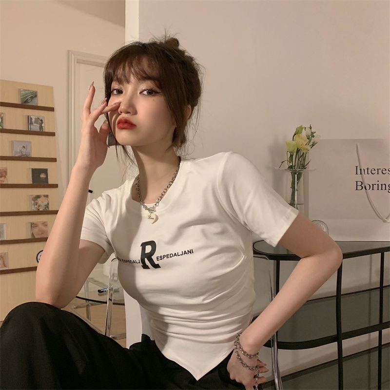 Áo Thun Ngắn Tay Xếp Ly Thiết Kế Độc Đáo Thời Trang Cho Nữ