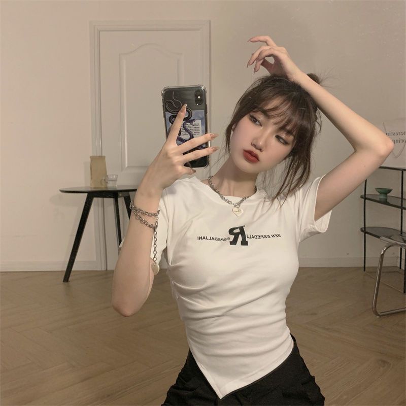 Áo Thun Ngắn Tay Xếp Ly Thiết Kế Độc Đáo Thời Trang Cho Nữ