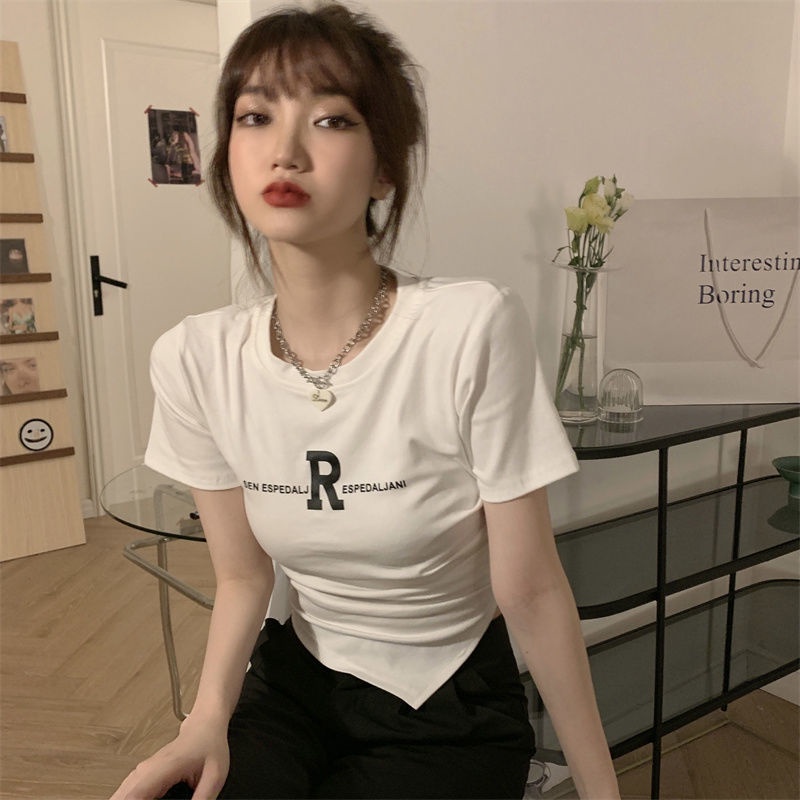 Áo Thun Ngắn Tay Xếp Ly Thiết Kế Độc Đáo Thời Trang Cho Nữ