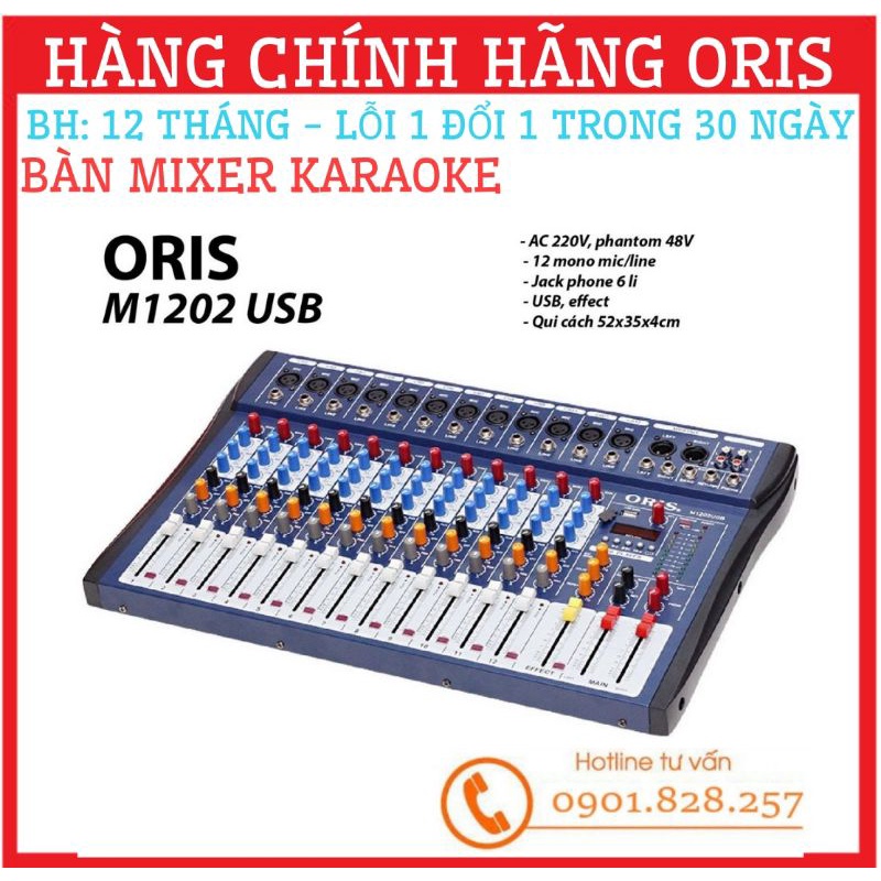 Bàn mixer karaoke bluetooth 12 line hàng chính hãng Oris M1202, bàn trộn mixer chuyên nghiệp - mixer karaoke