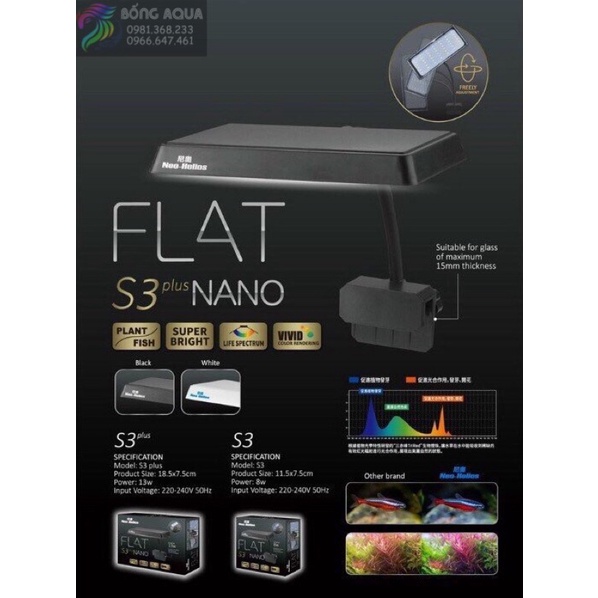 Đèn Flat S3 Plus Nano RGB đỏ cá không đỏ nước