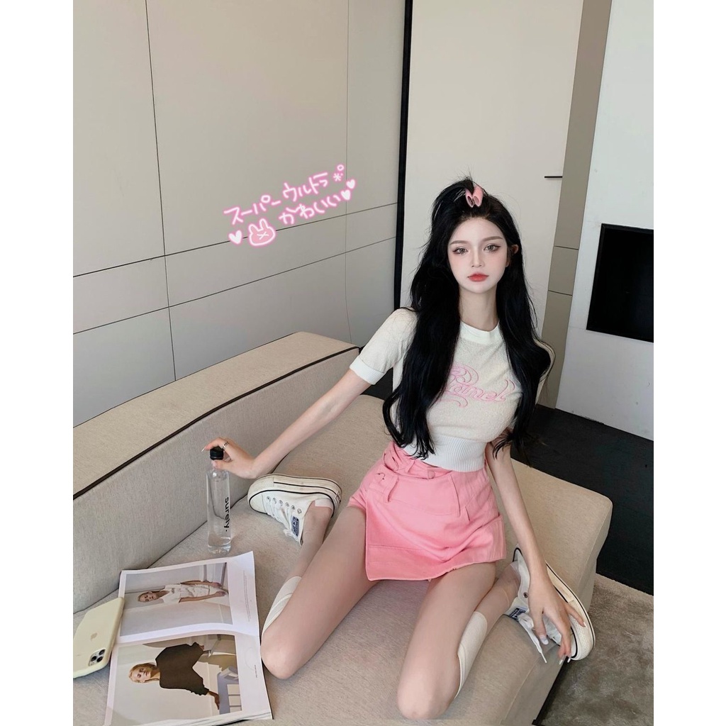 Quần Short Denim Ống Rộng Lưng Cao Thời Trang Phong Cách Mới