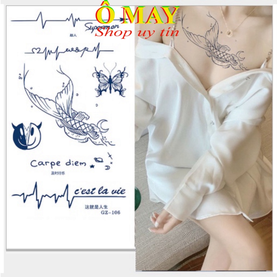 Hình Xăm Mẫu GZ Dán Mini Tattoo Chống Thấm Nước Trang trí nail mi spa thẩm mỹ thời trang nữ Shop Ô MAY OMAYVN