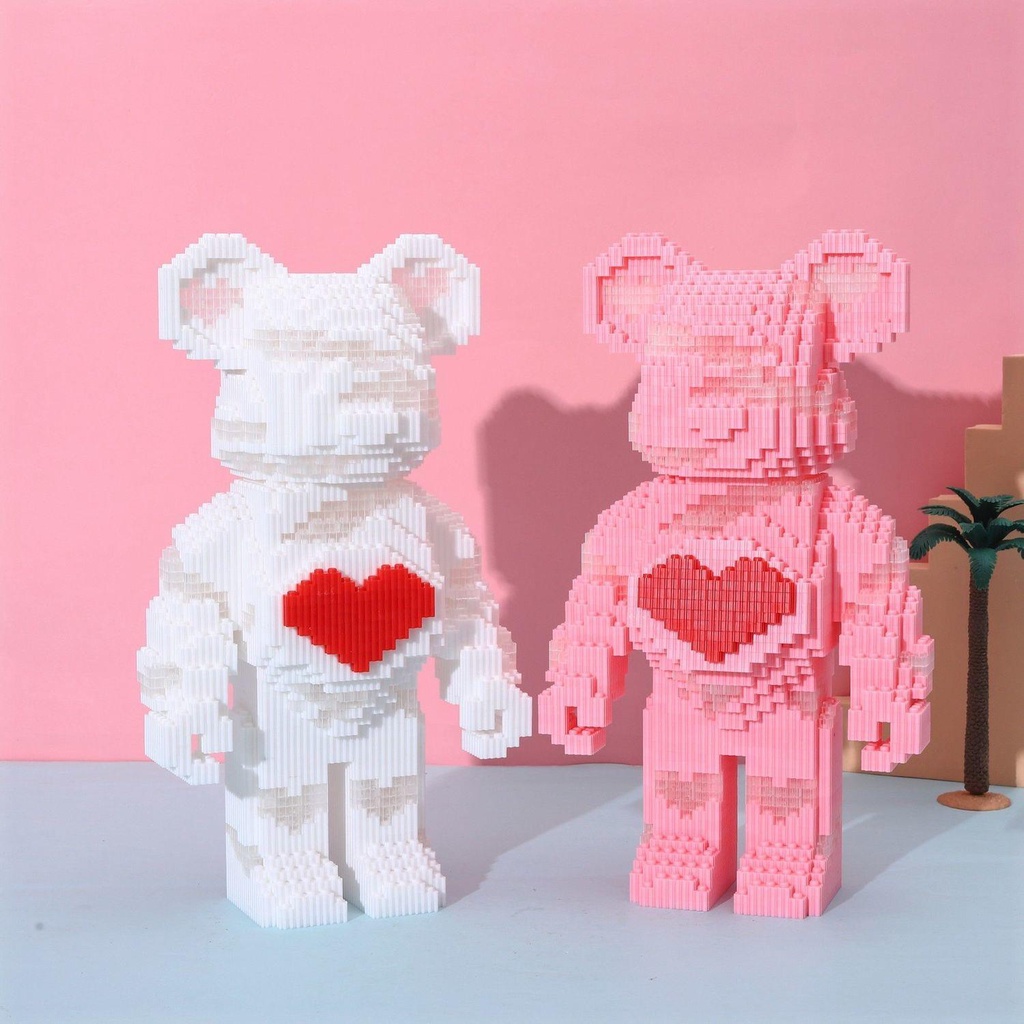 Tương thích với LEGO Internet người nổi tiếng yêu bạo lực gấu chính tả lắp các hạt nhỏ đồ chơi kim