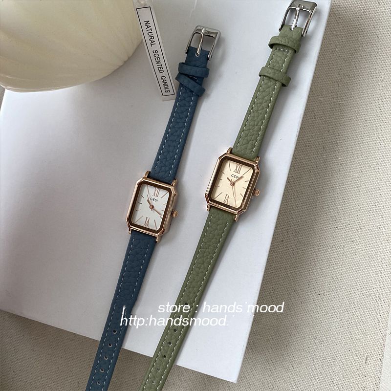 Hàng Mới Về Yan 'S house Đồng Hồ Đeo Tay Mặt Vuông Nhỏ Đơn Giản Thời Trang Phong Cách Retro Hàn Quốc Dễ Phối Đồ Dành Cho Học Sinh Nữ
