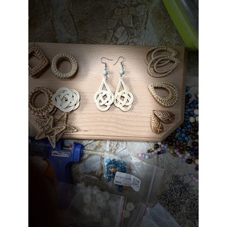 khuyên tai mây tre đan handmade