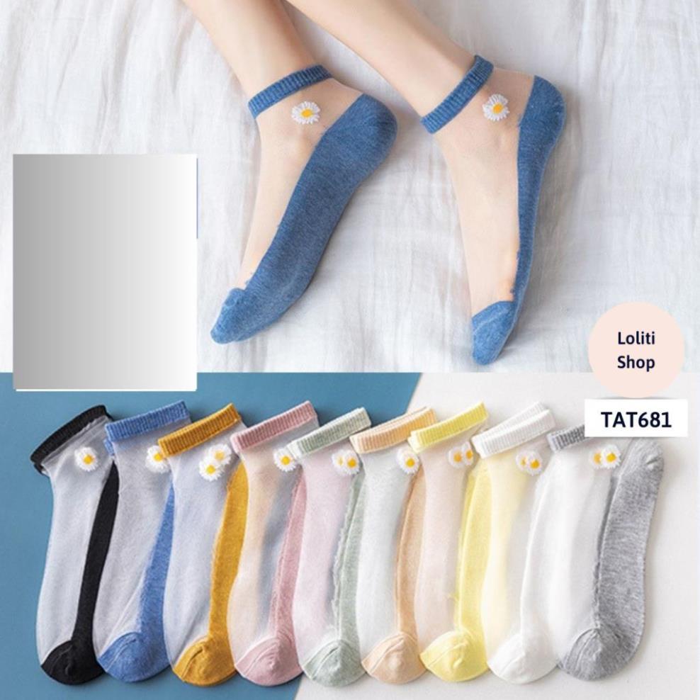 Tất vớ nữ cổ ngắn chất liệu cotton thủy tinh thoáng khí co giãn nhiều màu phong cách Hàn Quốc LOLITI TAT681