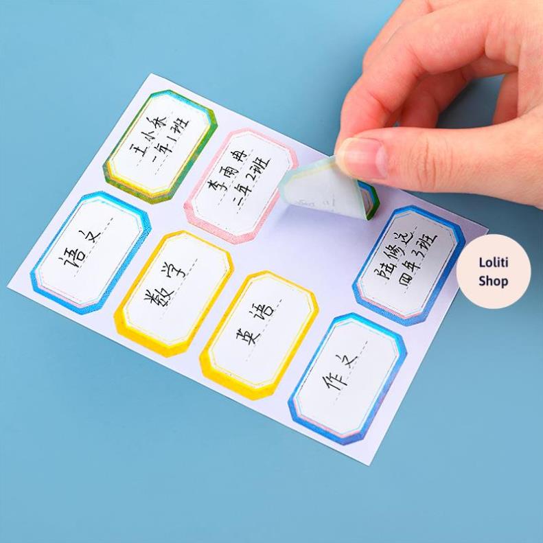 Set nhãn vở học sinh, hình dán họ tên  viết ghi chú 6 tờ/tập 48 cái dễ thương, tiện dụng LOLITI NHAN679