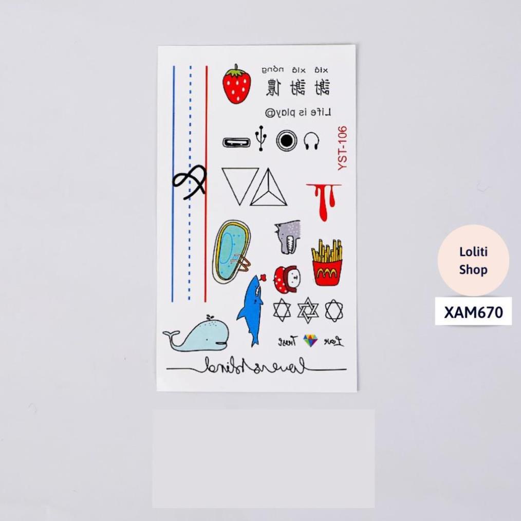 Hình xăm tạm thời chống nước họa tiết dễ thương LOLITI XAM670