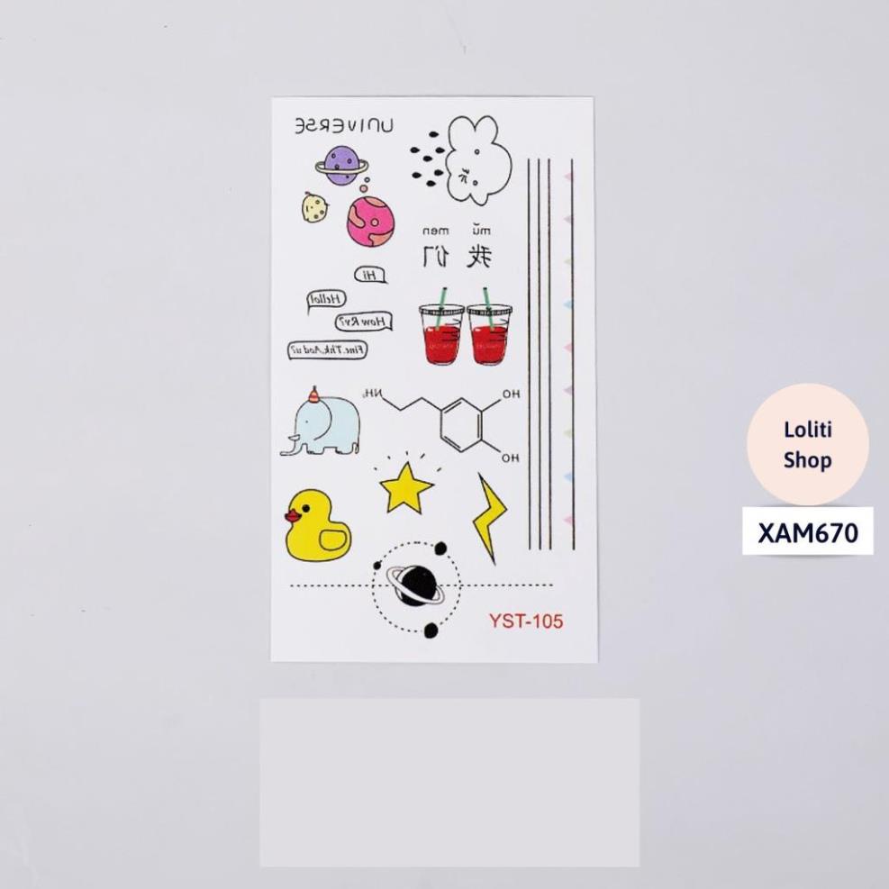 Hình xăm tạm thời chống nước họa tiết dễ thương LOLITI XAM670