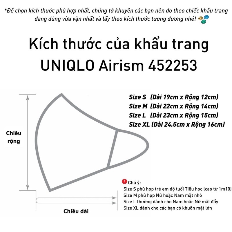 Set 3 khẩu trang làm mát Uniqlo AIRISM chống tia UV