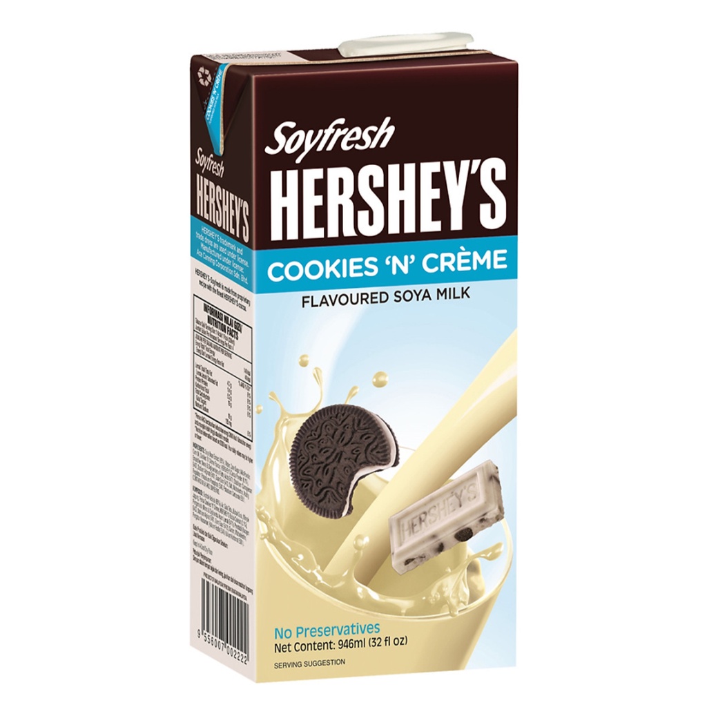 (COMBO 2 Hộp) Sữa Đậu Nành Vị Cookie, Soyfresh, Cookies N Crème Flavoured Soya Milk, 32 fl oz (946ml) - HERSHEY'S