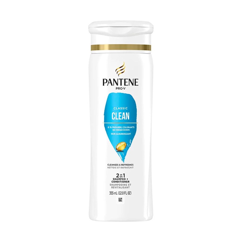 Dầu Gội & Xả Sạch Tóc, 2 in 1 Shampoo & Conditioner, Classic Clean, 12.6 fl oz  - PANTENE