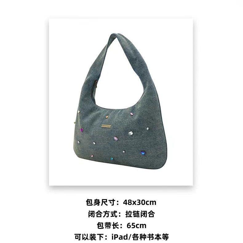 Túi Xách Denim Cỡ Lớn Đính Đá Nhiều Màu Sắc Đa Dạng Hợp Thời Trang