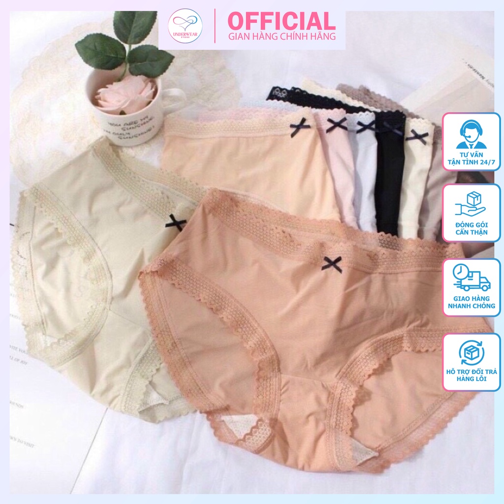 Quần Lót Nữ Chất Thun Lụa Viền Ren Xinh Xắn, Sexy Quyến Rủ, Thoáng Mát, Mềm Mại PL216