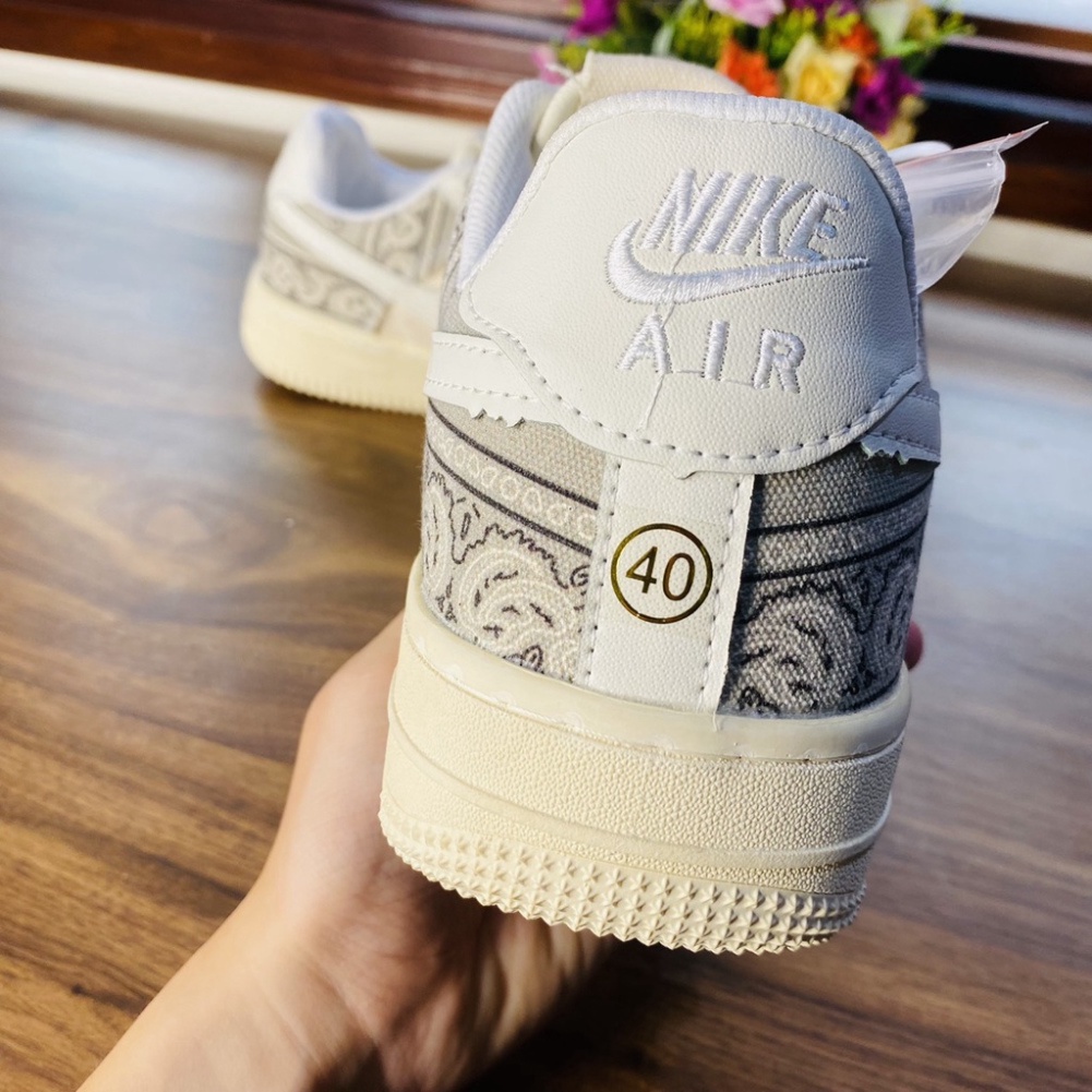 Giày thể thao AF1 dây thừng họa tiết Paisley màu kem, Giày sneaker thổ cẩm dây thừng  nam nữ full bill box đi siêu êm | BigBuy360 - bigbuy360.vn