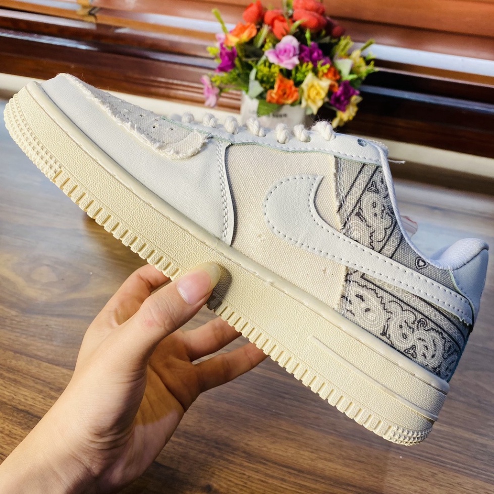 Giày thể thao AF1 dây thừng họa tiết Paisley màu kem, Giày sneaker thổ cẩm dây thừng  nam nữ full bill box đi siêu êm | BigBuy360 - bigbuy360.vn