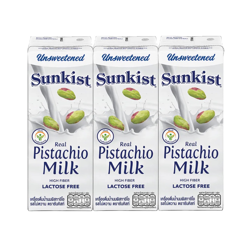 Sữa Hạt Dẻ Cười Không Đường, Real Pistachio Milk, Unsweetened, Lactose Free, 3 Hộp  - SUNKIST