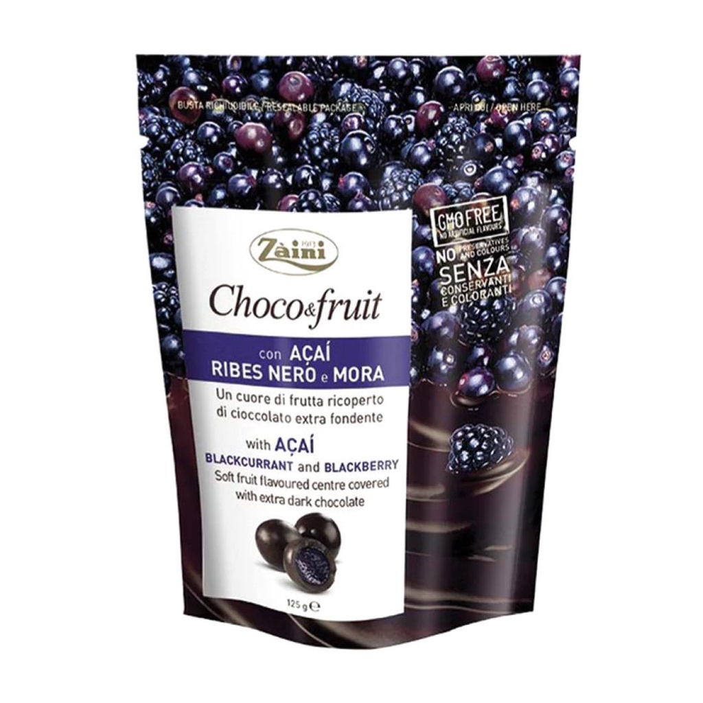 Socola Đắng Nhân Lý Chua Đen & Mâm Xôi Đen, Choco & Fruit, Acai Blackcurrent & Blackberry Covered with Extra Dark Chocol