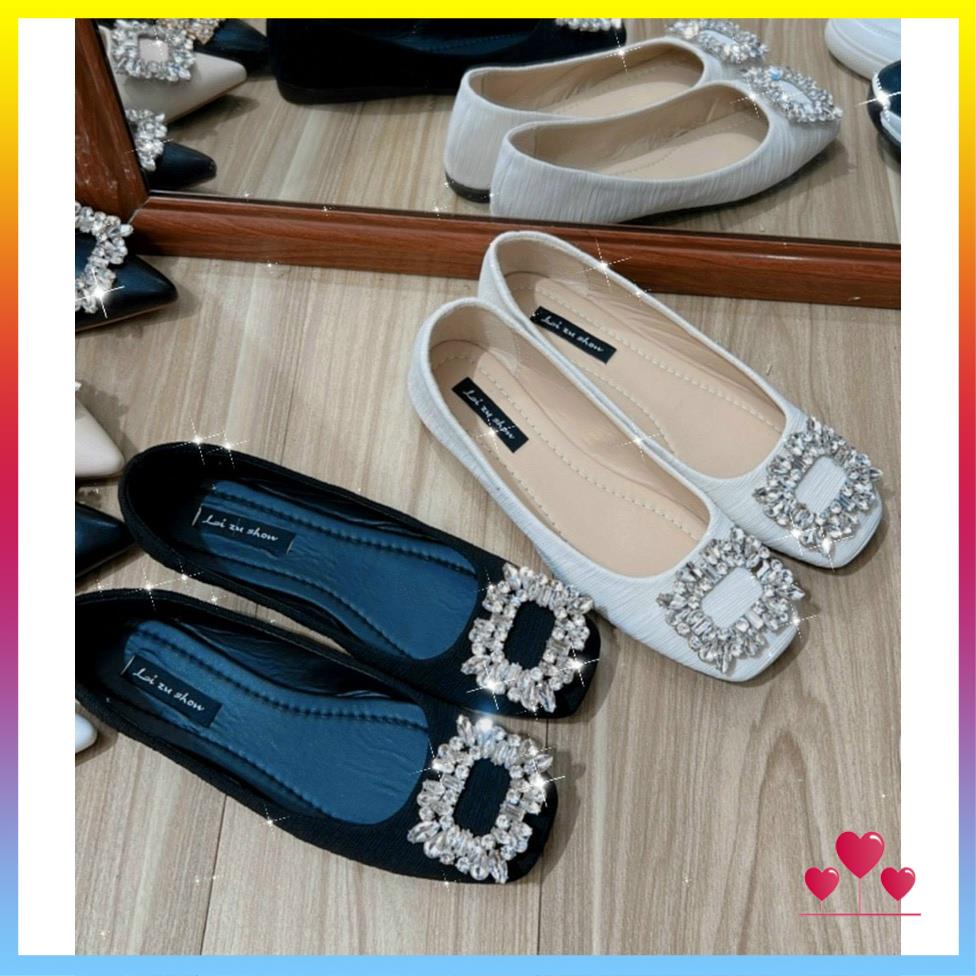 Giày Bệt Mũi Vuông Hoa Đá Cấp Siêu Sang Hàng Xuất Khẩu BĐ24