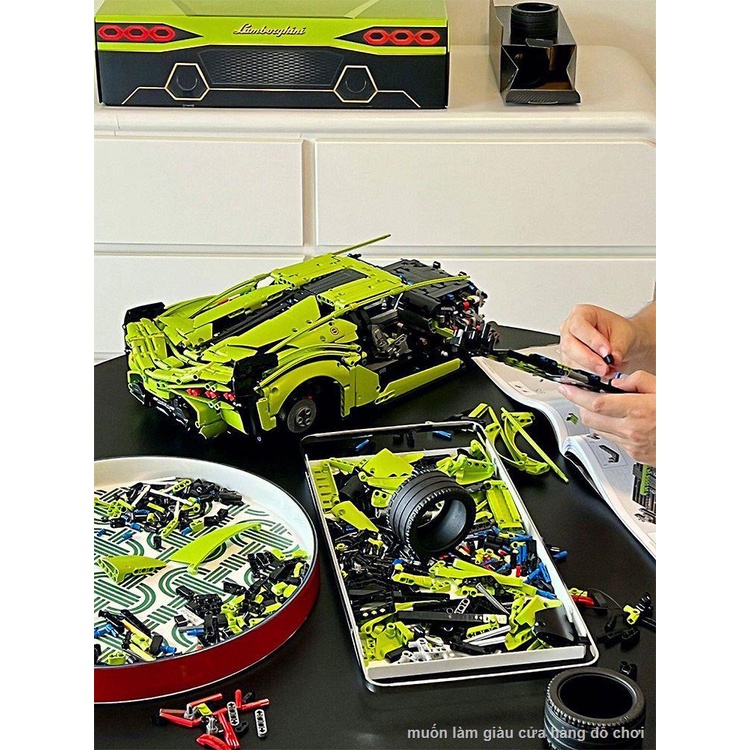 Xe thể thao Lamborghini lắp ráp mô hình đồ chơi cậu bé đua xe điều khiển từ xa người lớn độ khó