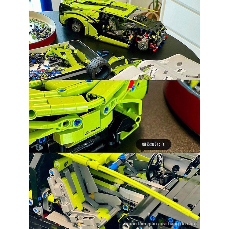 Xe thể thao Lamborghini lắp ráp mô hình đồ chơi cậu bé đua xe điều khiển từ xa người lớn độ khó