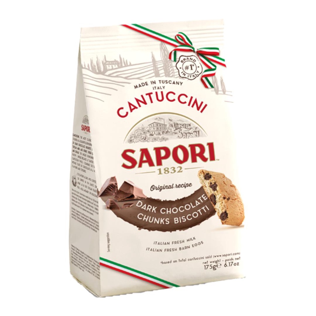 (COMBO 2 Gói) Bánh Quy Socola, Cantuccini, Dark Chocolate Chunks Biscotti, 6.17 oz (175g) - SAPORI