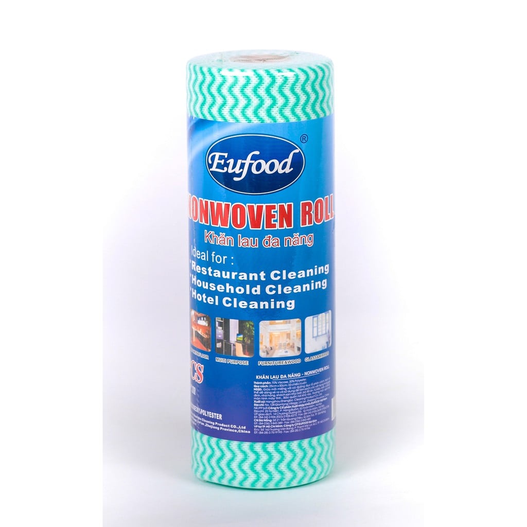 (COMBO 2 Cuộn) Khăn Lau Đa Năng, Nonwoven Roll, 33 Cái (25cm x 50cm) - EUFOOD